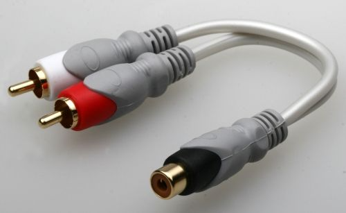 Y-Cable with 1xRCA Jack to 2xRCA Jack, OD: 4.0*8.0mm