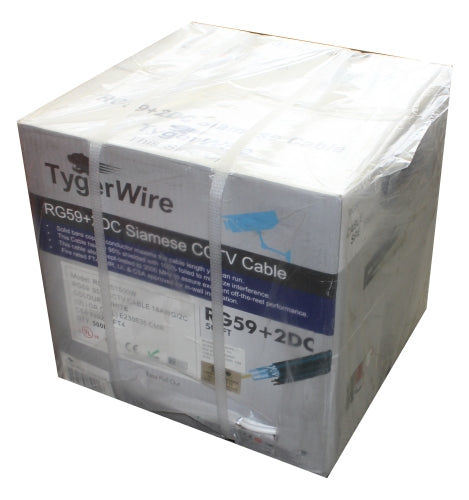 TygerWire 500-Ft RG59 Coaxial Cable with 2 Power Cable-95% Braid-FT4-CMR-CSA-UL(Black)