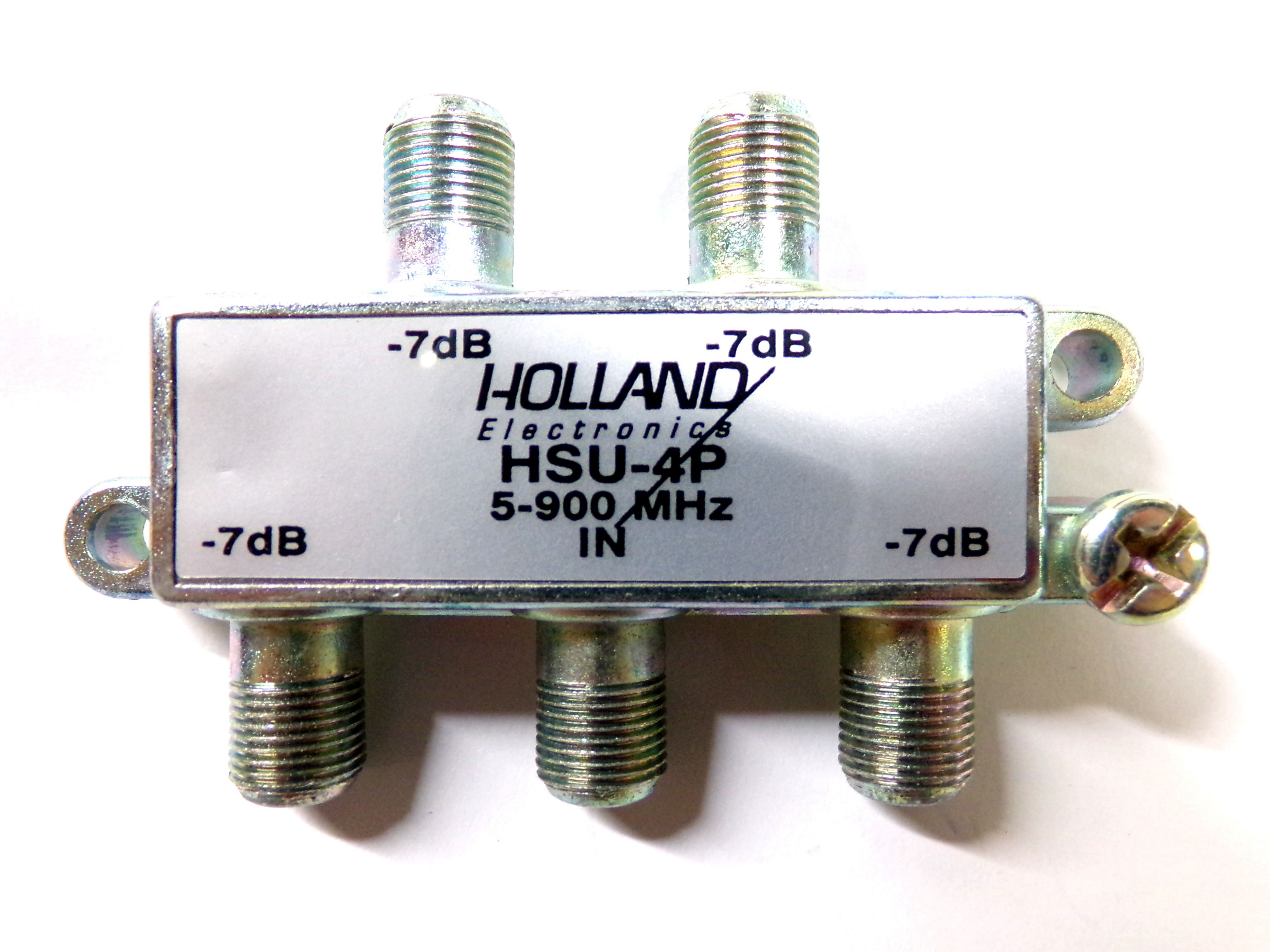 4-Way Splitter, (5-900 MHz), Power Passing One Port, CATV