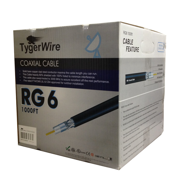 TygerWire 1000 Feet RG6 Coaxial Cable for Outdoor