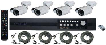SeqCam Surveillance System Kits with 1 DVR/4 Camera/4 CCTV Cables